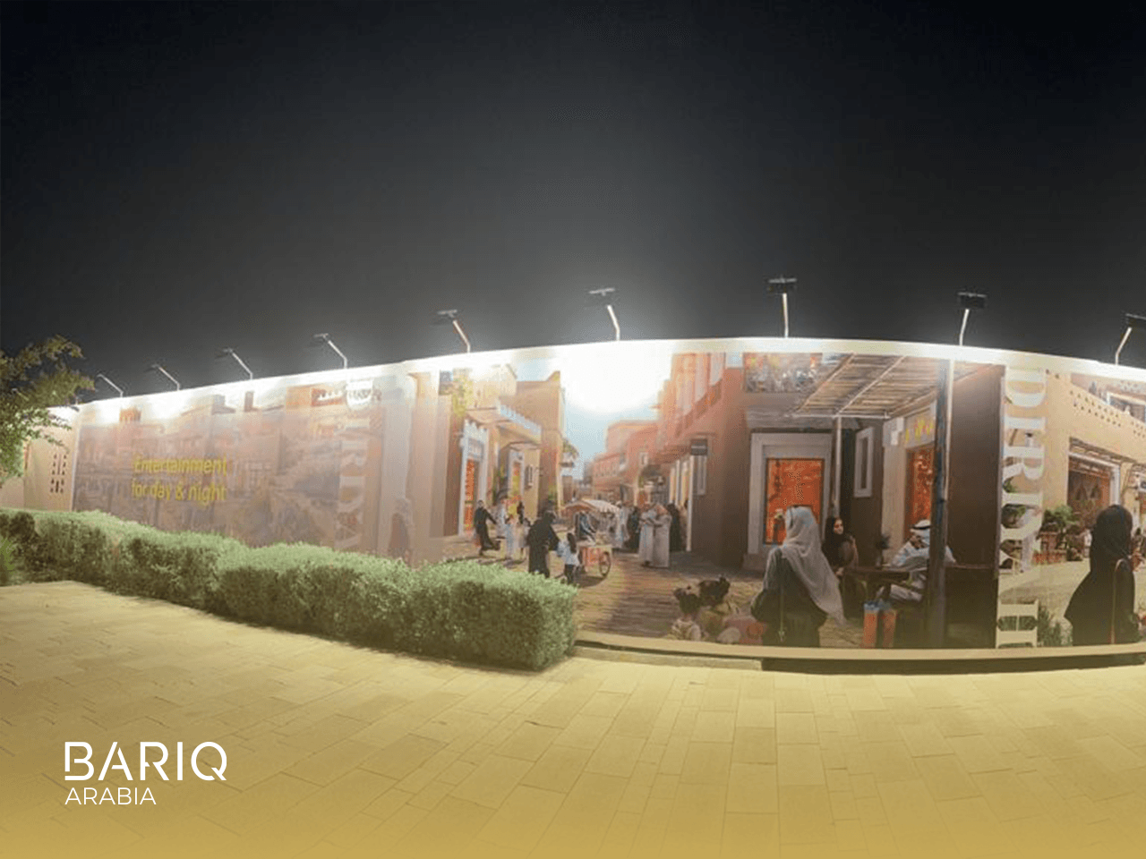 Illuminated branded site hoarding delivered by Bariq Arabia in Riyadh